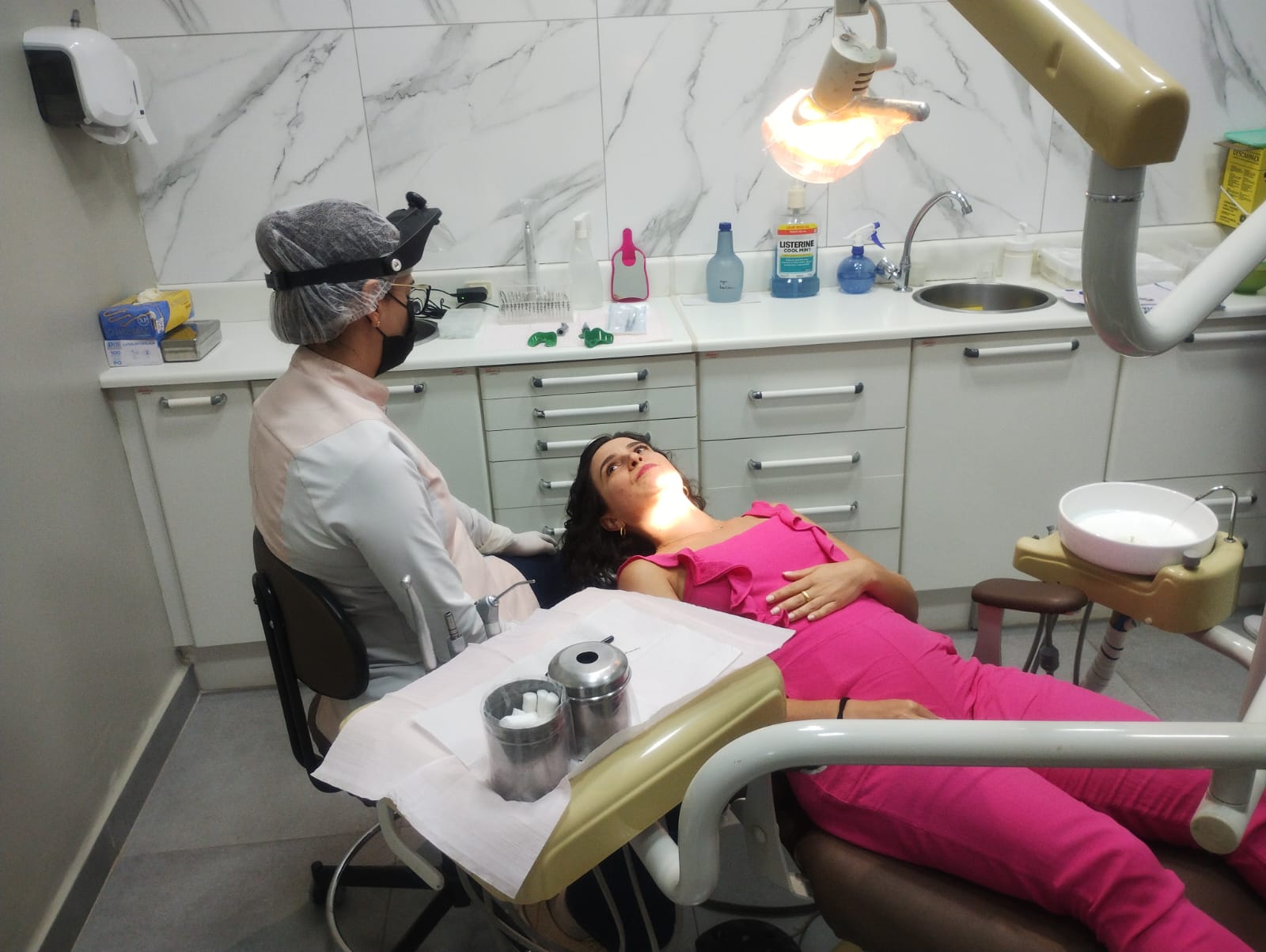 A patient in the dental chair during an appointment
